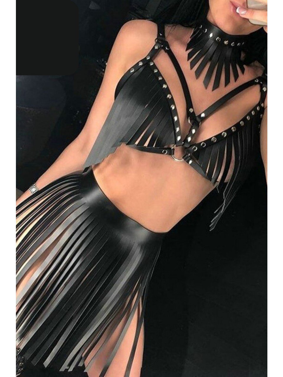 Fantazi ic geyimi Fantazi İç Geyimi Dəsti (Saçaqlı, Dəri Effektli) Good Miss 2145