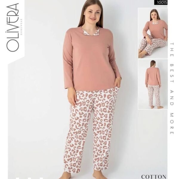 Böyük Bədən Pambıq Pijama Olivere 10015