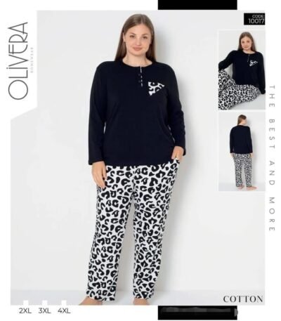 Böyük Bədən Pambıq Pijama Olivere 10017