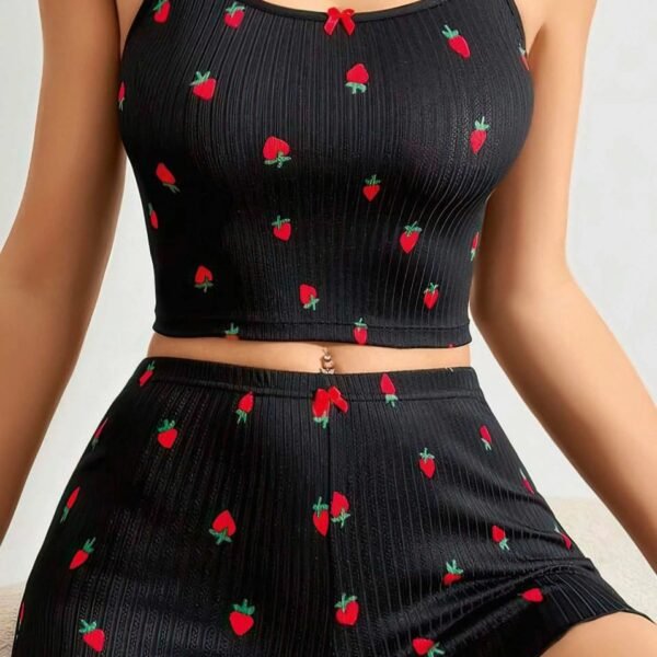 Pijama çiyələkli qara