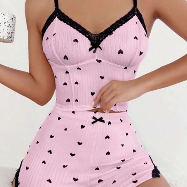Pijama çəhrayı ürəkli