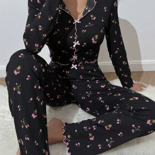 Pijama qara güllü
