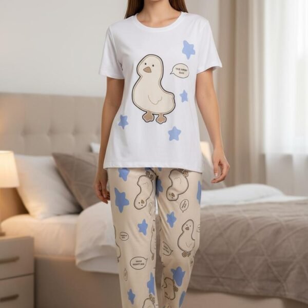 Pijama ördək və ulduz naxışlı