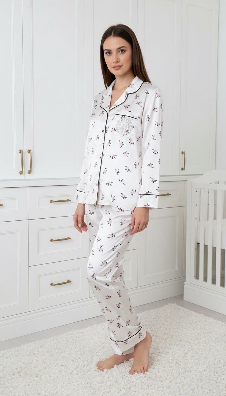 Pijama Victoria's Secret ağ güllü atlas Pijama Victoria's Secret ağ güllü atlas