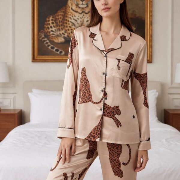 Pijama Victoria's Secret bəbir naxışlı atlas