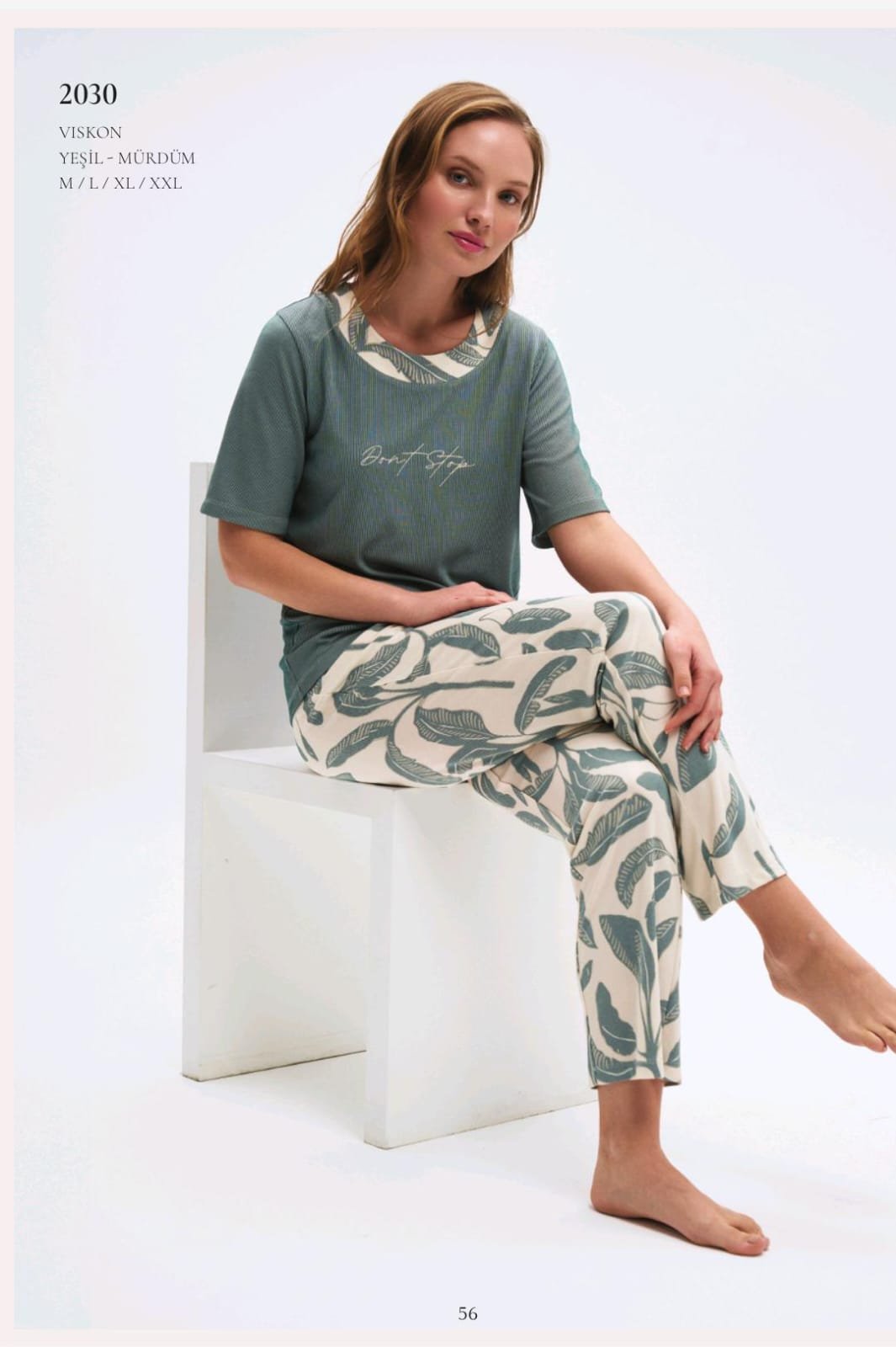 Pijama viskon yaşıl-mürdüm Pijama viskon yaşıl-mürdüm