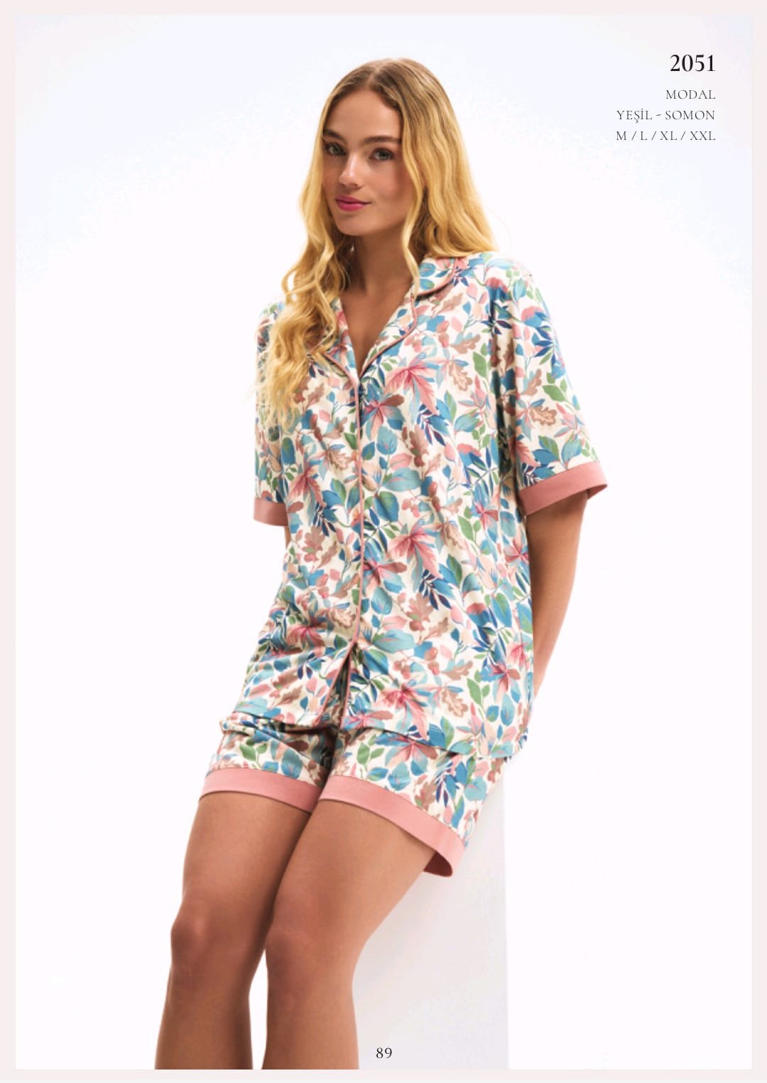 Pijama modal şortlu güllü Pijama modal şortlu güllü