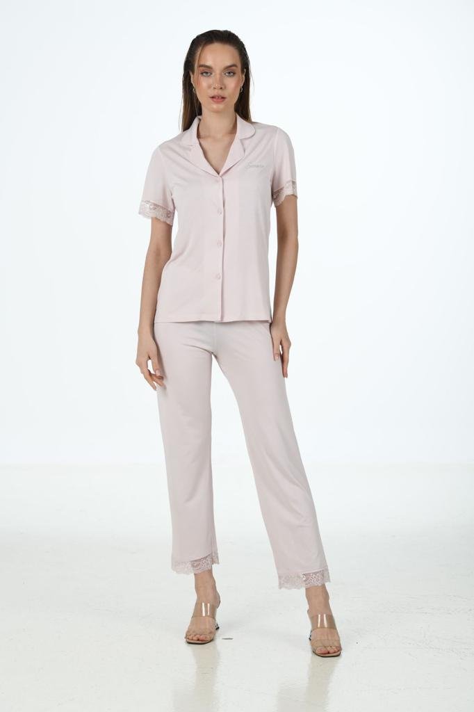 Dantelli Yaylıq Pijama Dəsti – Senser 3001