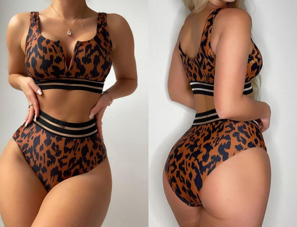 Leopard Naxışlı Kupalnik