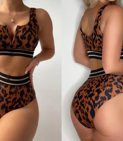 Leopard Naxışlı Kupalnik