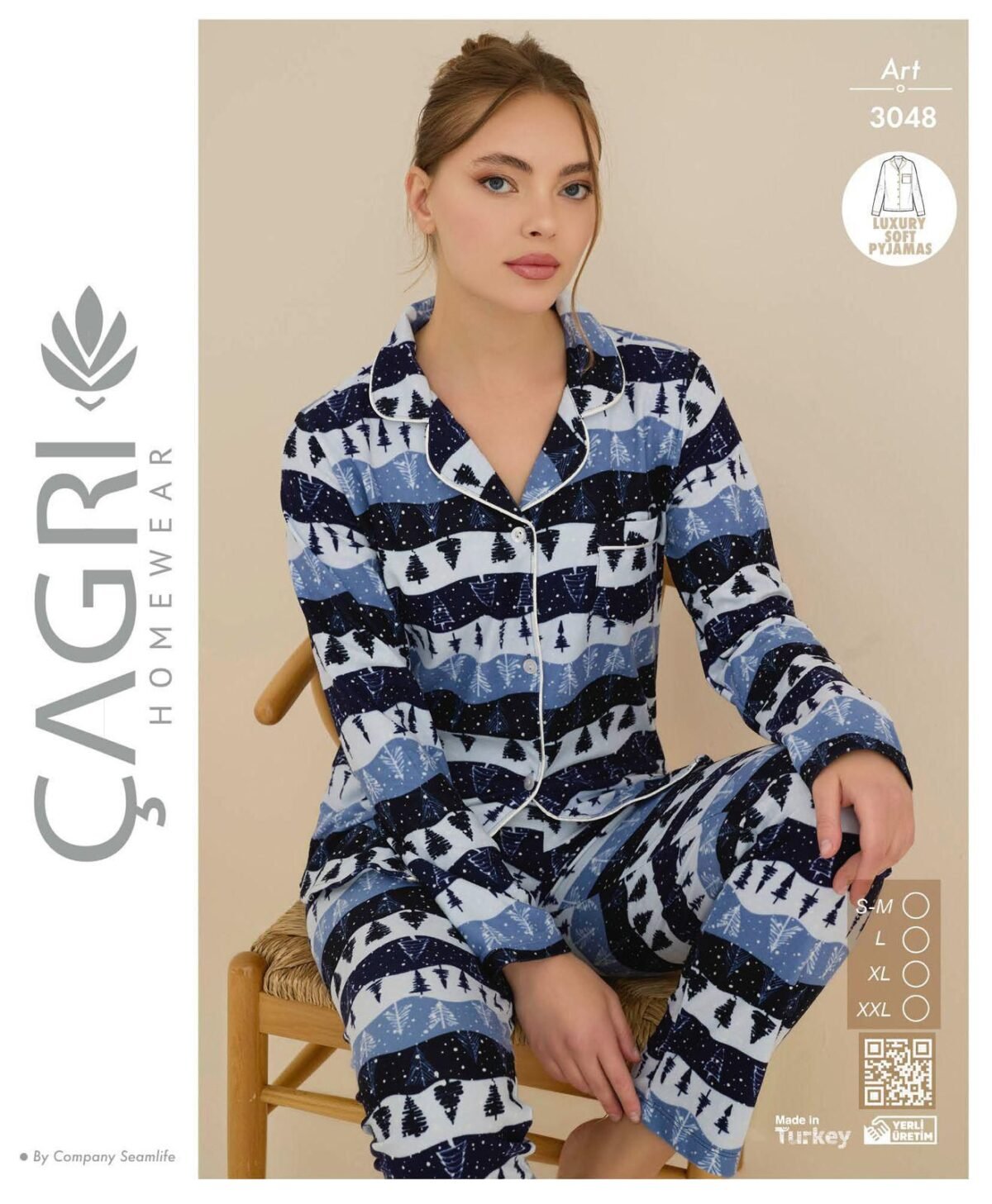 Yeni İl Ağac Naxışlı Pijama Dəsti
