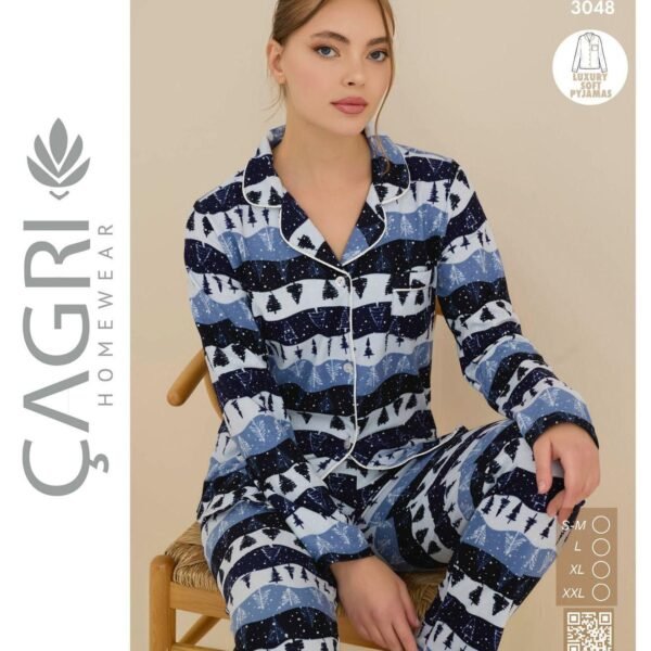 Yeni İl Ağac Naxışlı Pijama Dəsti
