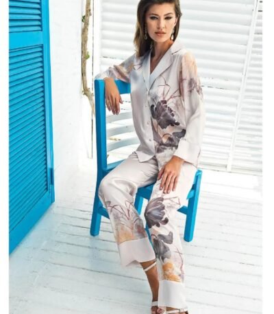 Güpürlü Saten (Atlas) Pijama Dəsti - Perin 5201