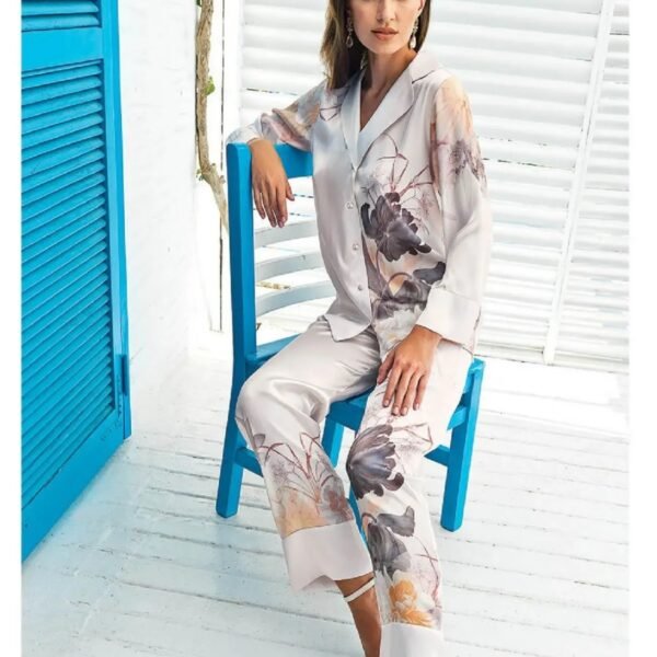 Güpürlü Saten (Atlas) Pijama Dəsti - Perin 5201