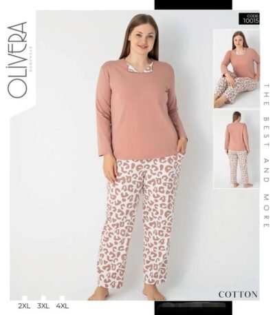 Böyük Bədən Pambıq Pijama Olivere 10015
