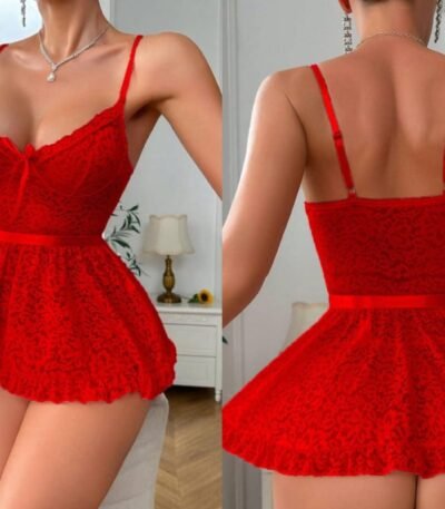 Fantazi Gecəlik Qırmızı Krujevalı Oriella