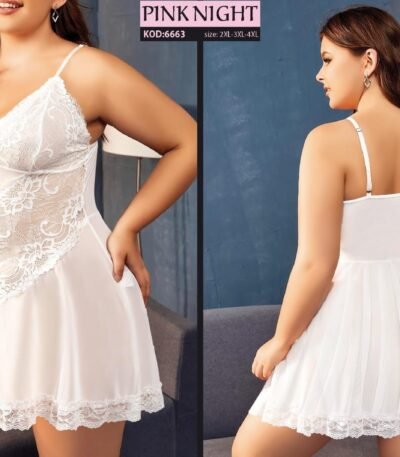 Fantazi ağ krujevalı gecəlik