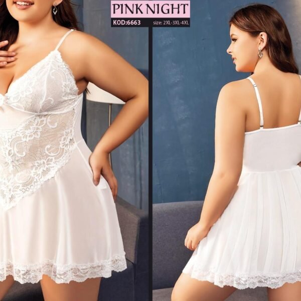 Fantazi ağ krujevalı gecəlik