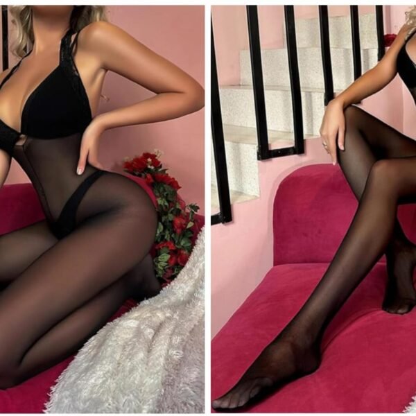 Zərif tullu və krujevalı qara fantazi bodi