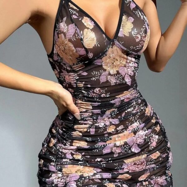 Gecelik qara güllü tül