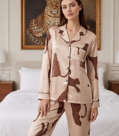 Pijama Victoria's Secret bəbir naxışlı atlas