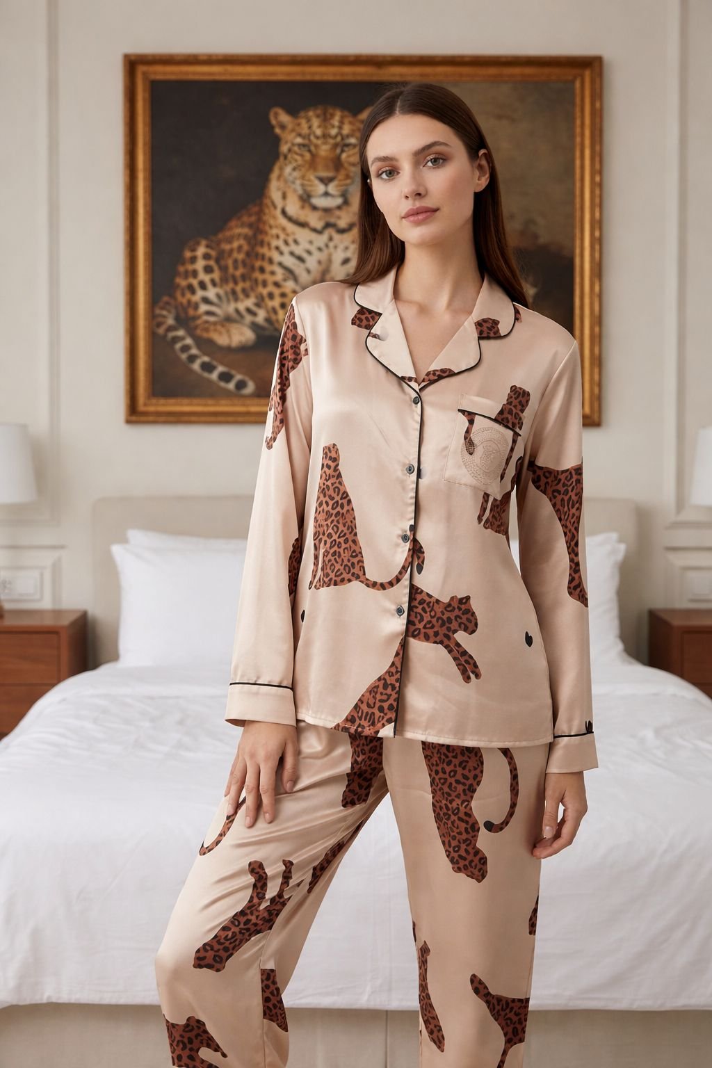 Pijama Victoria's Secret bəbir naxışlı atlas Pijama Victoria's Secret bəbir naxışlı atlas