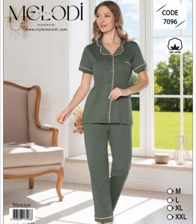 Pijama pambıq Melodi yaşıl