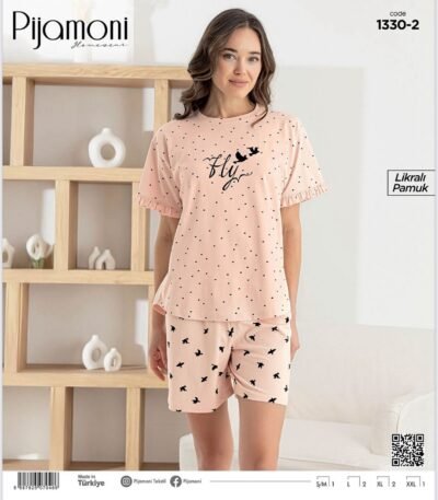 Pijama şortlu çəhrayı Pijamoni