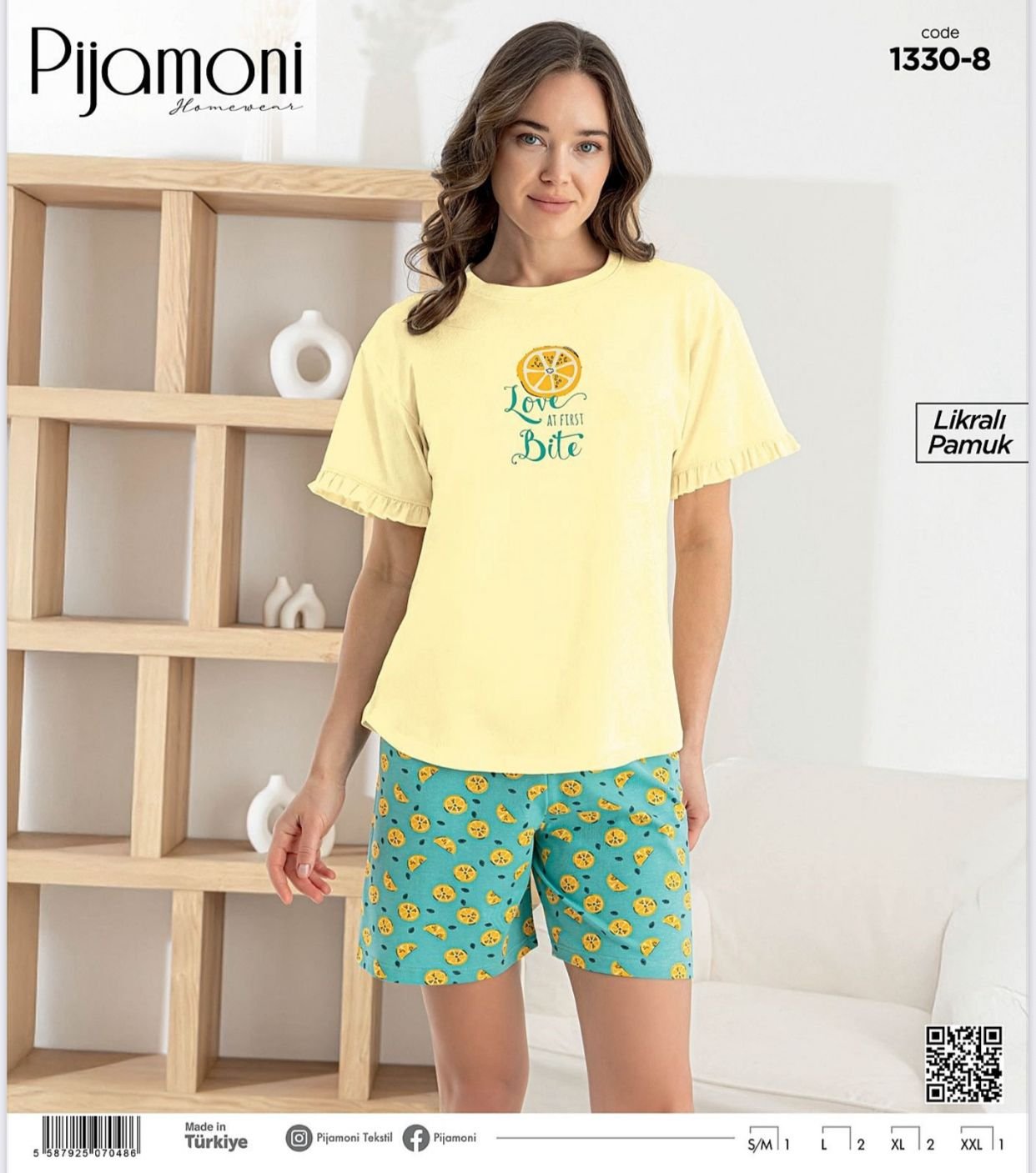 Pijama limon naxışlı Pijamoni Pijama limon naxışlı Pijamoni