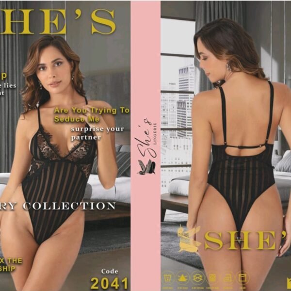 Fantazi zolaqlı body She's