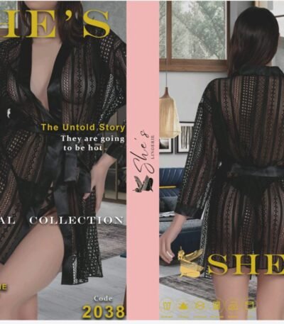 Gecəlik qara naxışlı She's