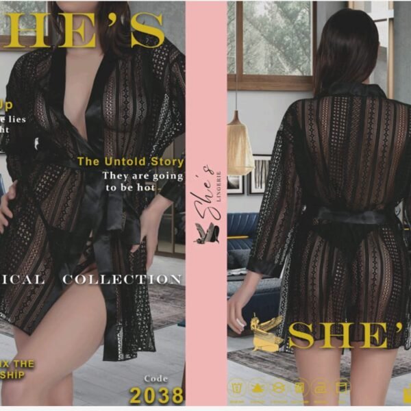 Gecəlik qara naxışlı She's