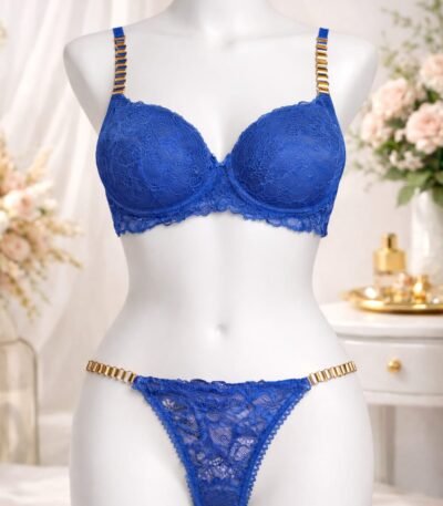 Alt geyim dəsti göy qızılı detallı