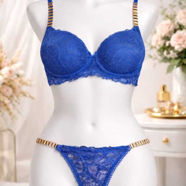 Alt geyim dəsti göy qızılı detallı