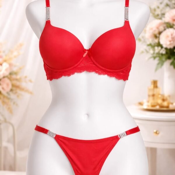 Alt geyim dəsti qırmızı daşlı