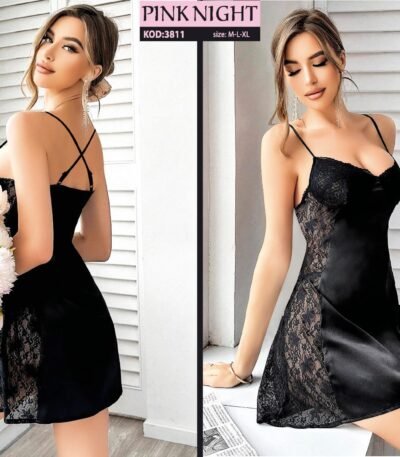 Atlas krujevalı qara gecəlik