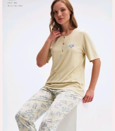 Pijama viskon lila-bej