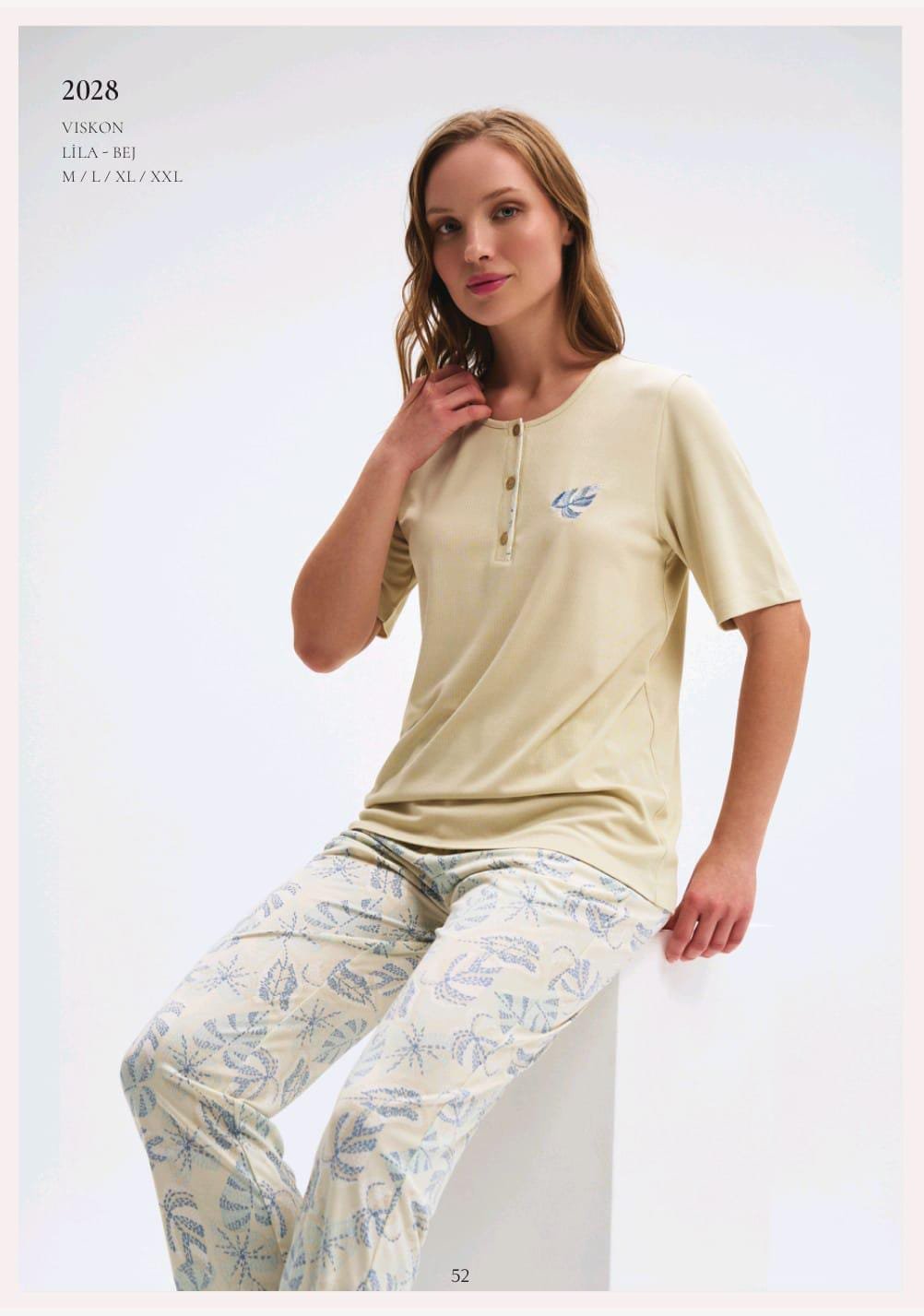 Pijama viskon lila-bej Pijama viskon lila-bej