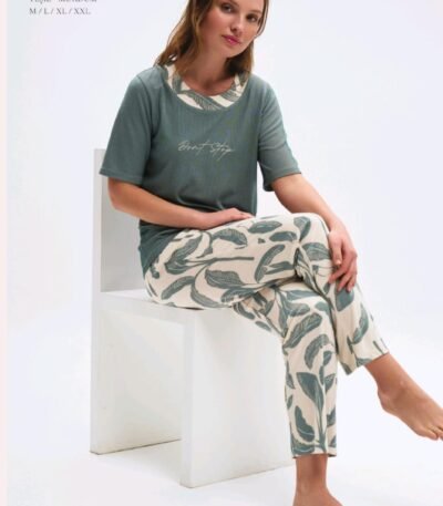 Pijama viskon yaşıl-mürdüm