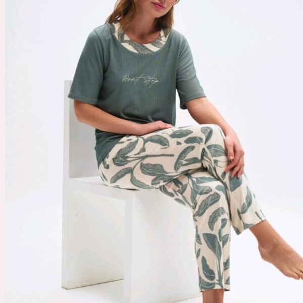 Pijama viskon yaşıl-mürdüm