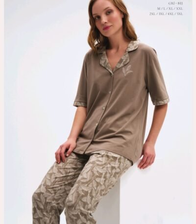 Pijama pambıq qri-bej