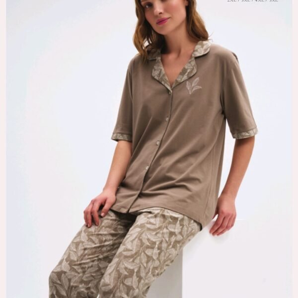 Pijama pambıq qri-bej