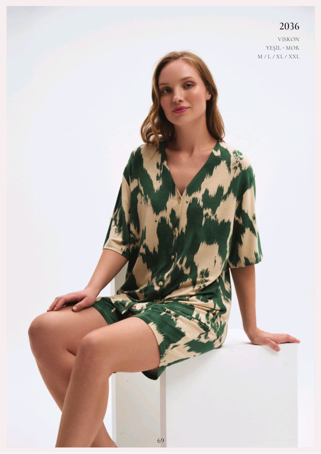 Pijama viskon şortlu yaşıl Pijama viskon şortlu yaşıl