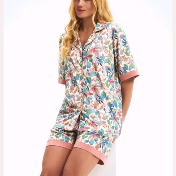 Pijama modal şortlu güllü