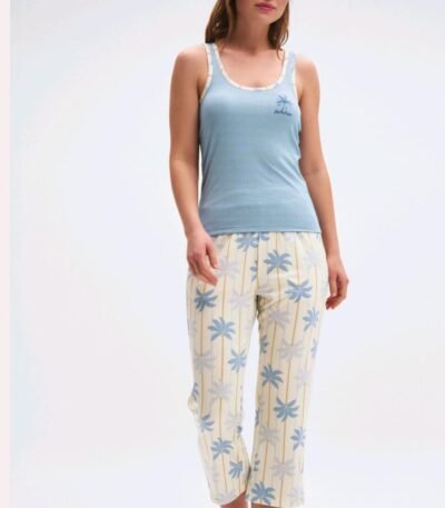 Pijama viskon mayka mavi