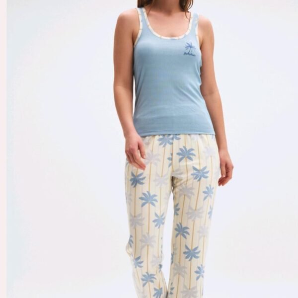 Pijama viskon mayka mavi