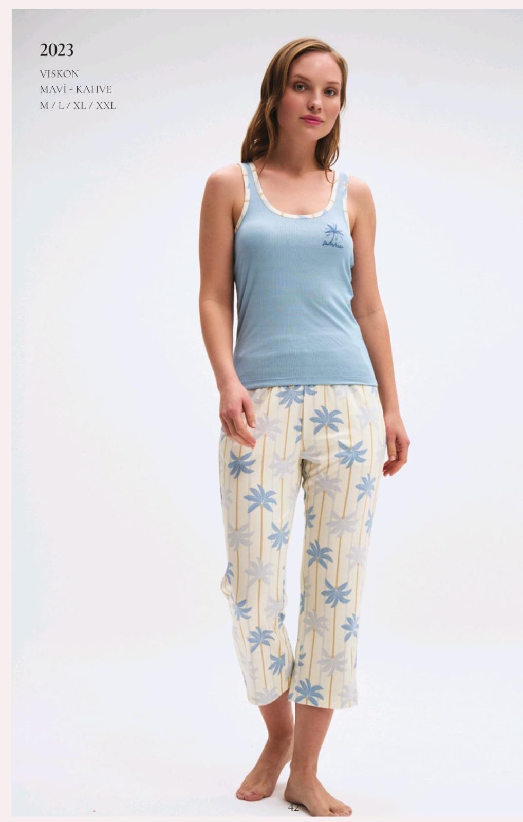 Pijama viskon mayka mavi Pijama viskon mayka mavi