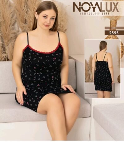 Pijama qara ürəkli gecəlik