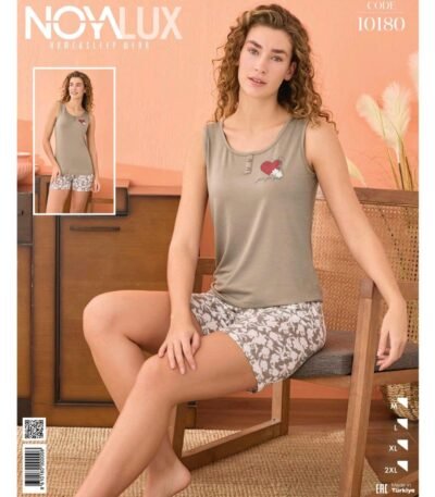 Pijama ürəkli şortlu dəst