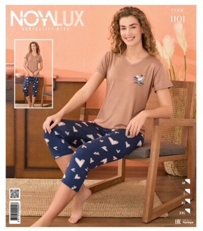 Pijama ürəkli kapri dəst